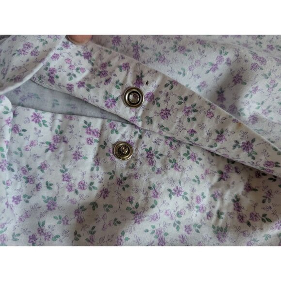 Vintage Dutchmaid Floral Button-Front Short Sleeve Nightgown Scalloped Pockets 2 - Picture 9 of 12